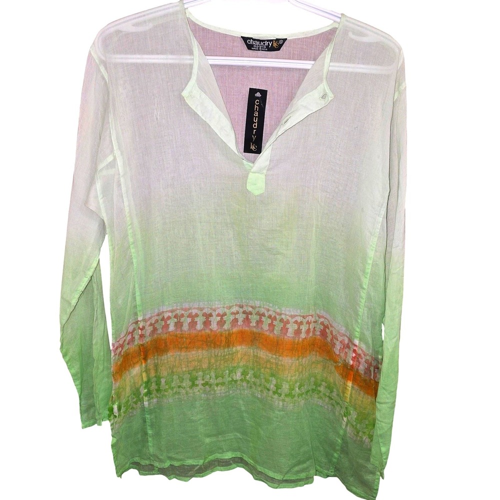 Chaudry KC‎ Sports Green Long Sleeve Blouse Tunic Small